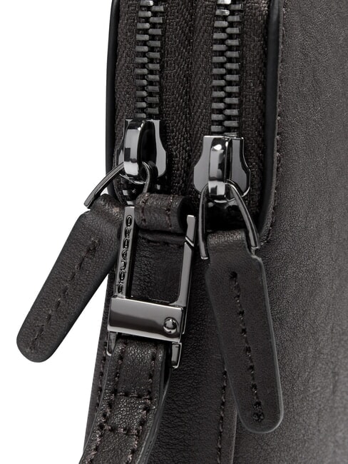 BLACK SQUARE Men's leather clutch bag with wristlet Black - Tablet holder& Organizer