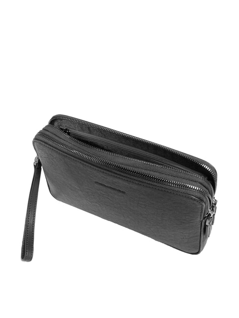 BLACK SQUARE Men's leather clutch bag with wristlet Black - Tablet holder& Organizer