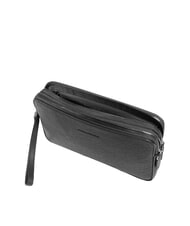 PIQUADRO BLACK SQUARE Men's leather clutch bag with wristlet Black - Tablet holder& Organizer - 5