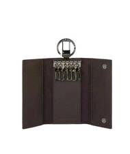 PIQUADRO BLACK SQUARE Leather key case with 6 hooks - Key holders