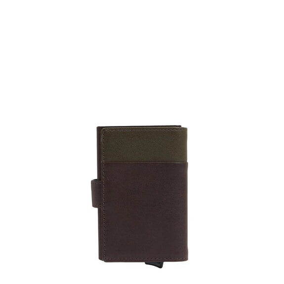 HARPER Leather card holder wallet green / dark brown - Women&rsquo;s Wallets