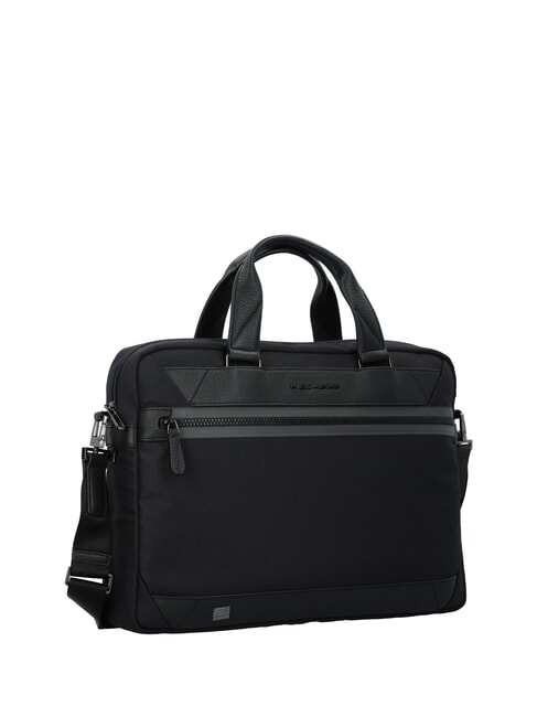 TRAKAI Leather and fabric briefcase for 14" laptop Black - Work Briefcases