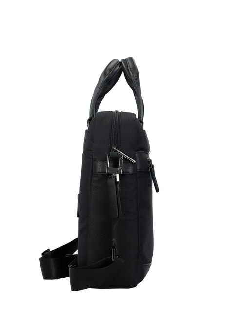 TRAKAI Leather and fabric briefcase for 14" laptop Black - Work Briefcases