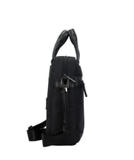 PIQUADRO TRAKAI Leather and fabric briefcase for 14" laptop Black - Work Briefcases - 3