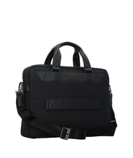 PIQUADRO TRAKAI Leather and fabric briefcase for 14" laptop Black - Work Briefcases - 4