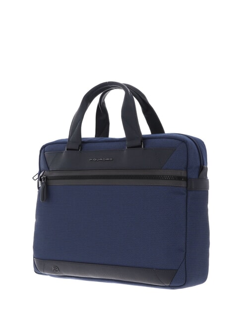 TRAKAI Leather and fabric briefcase for 14" laptop blue - Work Briefcases
