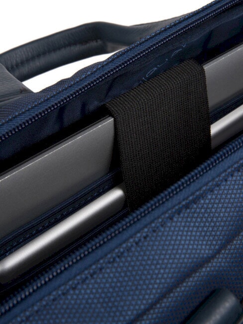 TRAKAI Leather and fabric briefcase for 14" laptop blue - Work Briefcases