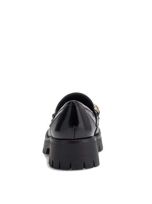 ALMER Chain and rhinestone logo moccasins BLACK - Women&rsquo;s shoes