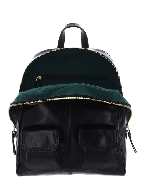 FLORA Leather backpack with front pockets Black Gold - Women&rsquo;s Bags