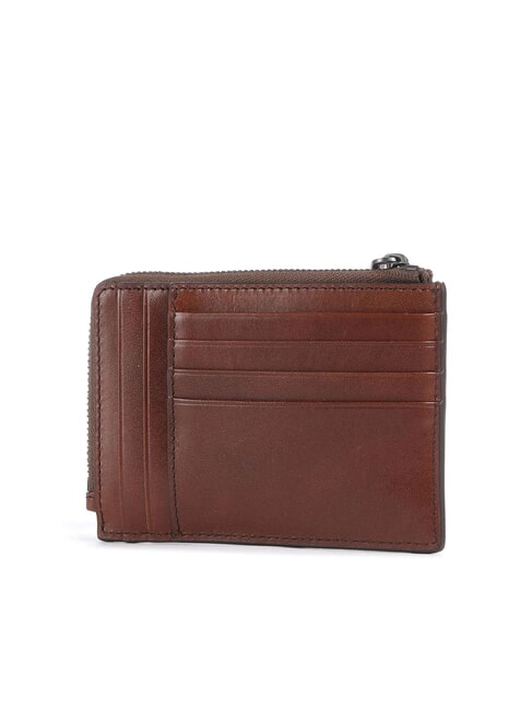GIACOMO Leather card holder with coin purse Brown / Ruthenium - Men&rsquo;s Wallets