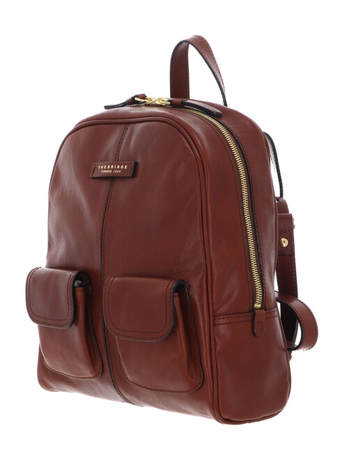 FLORA Leather backpack with front pockets BROWN - Women’s Bags