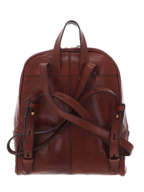 FLORA Leather backpack with front pockets BROWN - Women’s Bags
