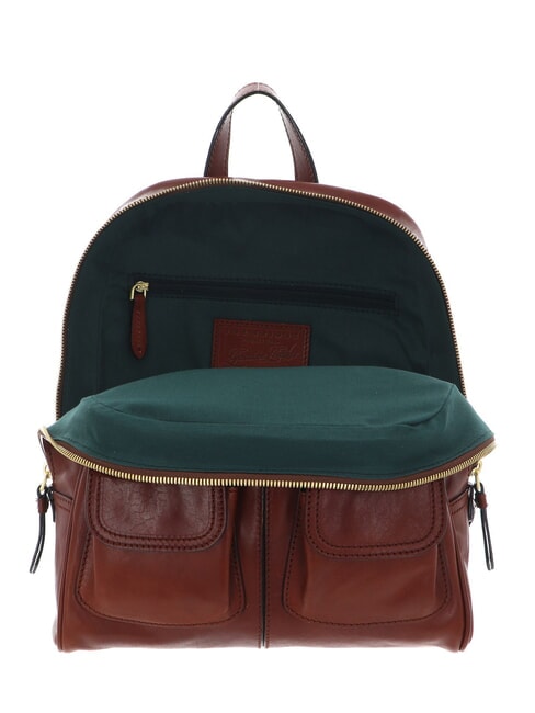 FLORA Leather backpack with front pockets BROWN - Women’s Bags