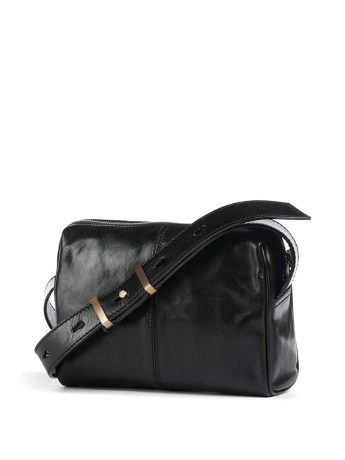FLORA Leather shoulder bag with pocket Black Gold - Women&rsquo;s Bags