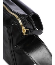 THE BRIDGE FLORA Leather shoulder bag with pocket Black Gold - Women&rsquo;s Bags - 3