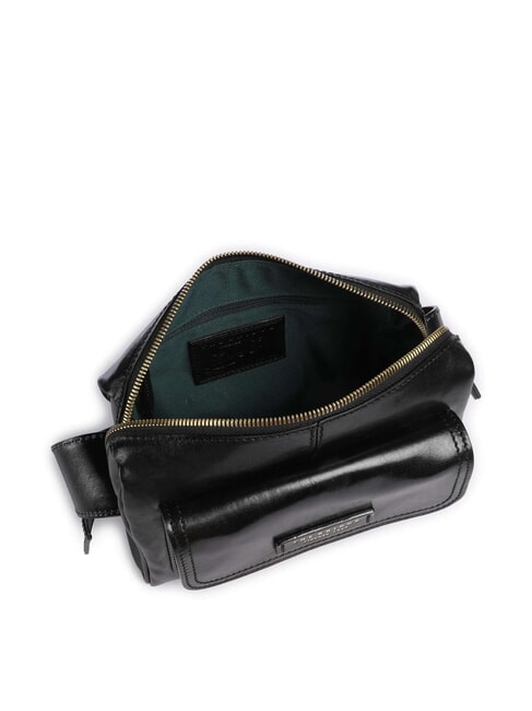 FLORA Leather shoulder bag with pocket Black Gold - Women&rsquo;s Bags