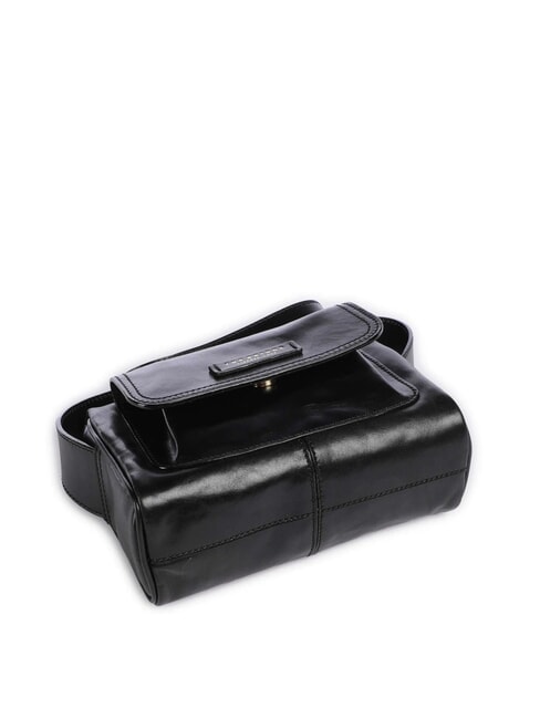 FLORA Leather shoulder bag with pocket Black Gold - Women&rsquo;s Bags