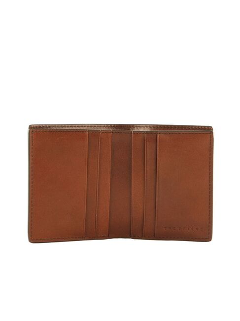 GIACOMO Leather card holder with flap Brown / Ruthenium - Men&rsquo;s Wallets