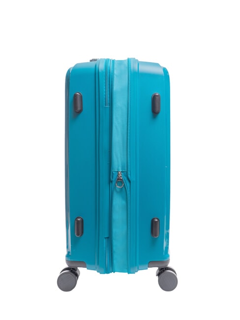 SLIDE Cabin Set + Medium and Large expandable, ultra-resistant malachite blue - Rigid Trolley Cases