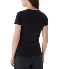 GUESS FLOWERS TRIANGLE Short-sleeved stretch T-shirt jetbla - T-shirt - 2