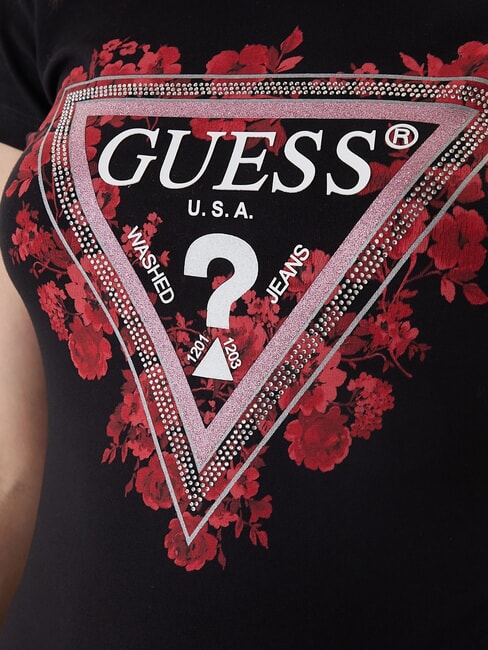 FLOWERS TRIANGLE Short-sleeved stretch T-shirt jetbla - T-shirt