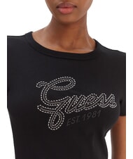 GUESS STUDS SCRIPT Slim fit short-sleeved T-shirt jetbla - T-shirt - 3