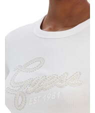 GUESS STUDS SCRIPT Slim fit short-sleeved T-shirt purwhite - T-shirt - 3