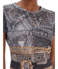 GUESS BELT WRAPPED Slim fit T-shirt with all over print jet black multi - T-shirt - 3