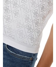 GUESS MOCK NECK ALL OVER 4G Slim fit T-shirt with rhinestones purwhite - T-shirt - 4