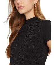 GUESS MOCK NECK ALL OVER 4G Slim fit T-shirt with rhinestones jetbla - T-shirt - 3