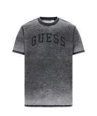 GUESS MARINE LOGO Short-sleeved T-shirt with faded effect jetbla - T-shirt - 4