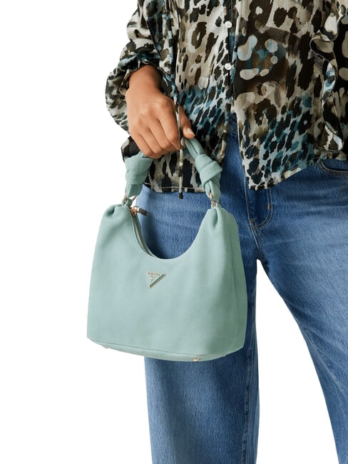 ISOTTA Suede leather bag with chain eucalyptus - Women&rsquo;s Bags