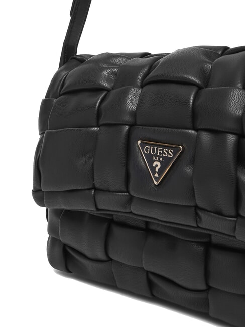 MARION Woven shoulder bag with shoulder strap BLACK - Women’s Bags