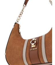 GUESS ERENIA Suede shoulder bag COGNAC MULTI - Women’s Bags - 3