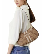 GUESS NOELLE Logo shoulder bag with print MILK LOGO - Women’s Bags - 5