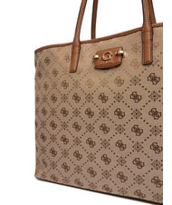 GUESS NEDA Jacquard fabric shopper bag MILK LOGO - Women’s Bags - 8