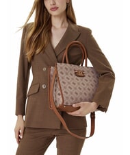 GUESS NEDA Jacquard fabric tote bag MILK LOGO - Women’s Bags - 5