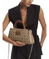 GUESS NEDA Jacquard fabric handbag MILK LOGO - Women’s Bags - 5