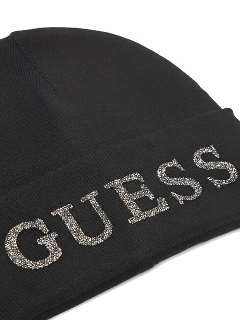 KNITTED Rhinestone logo beanie hat BLACK - Hats