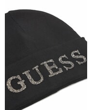 GUESS KNITTED Rhinestone logo beanie hat BLACK - Hats - 3
