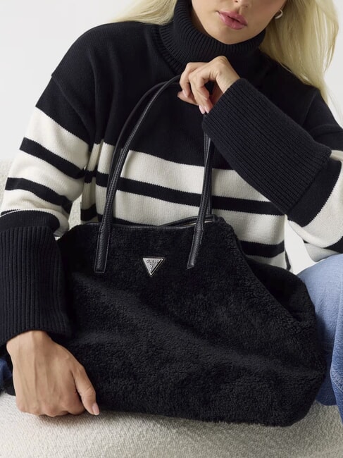 VICTORIA Teddy shopper bag with clutch BLACK - Women&rsquo;s Bags