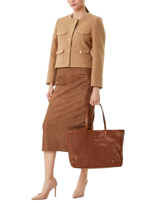 BRIGITTA Woven shopper bag with clutch COGNAC - Women&rsquo;s Bags