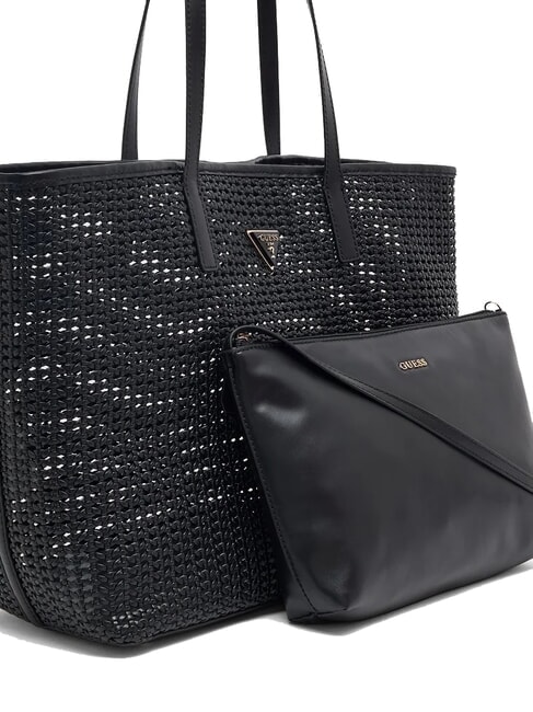 BRIGITTA Woven shopper bag with clutch BLACK - Women&rsquo;s Bags