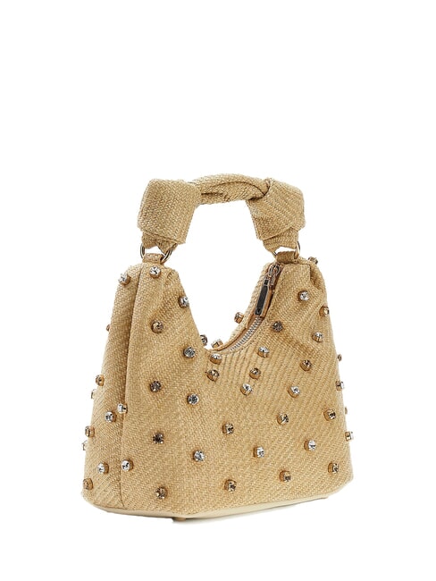 ISOTTA Raffia shoulder bag with jewel applications lalie beauty natural - Women&rsquo;s Bags