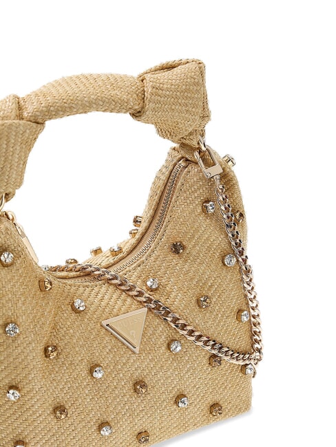 ISOTTA Raffia shoulder bag with jewel applications lalie beauty natural - Women&rsquo;s Bags