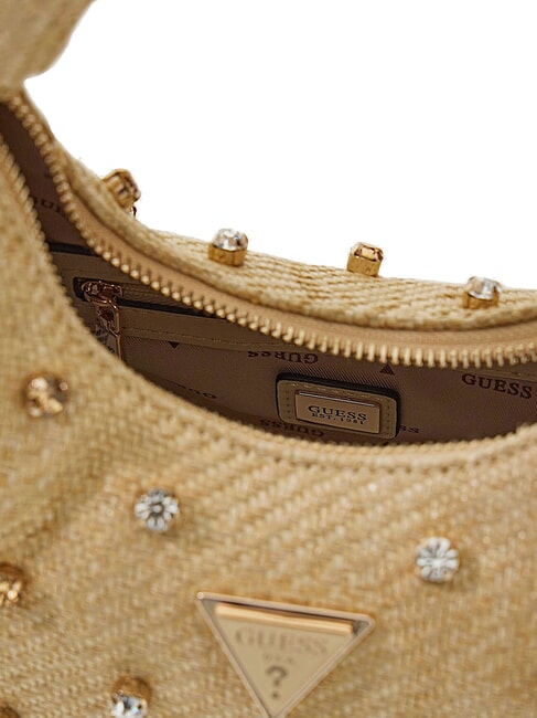 ISOTTA Raffia shoulder bag with jewel applications lalie beauty natural - Women&rsquo;s Bags