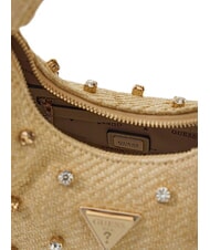 GUESS ISOTTA Raffia shoulder bag with jewel applications lalie beauty natural - Women&rsquo;s Bags - 5