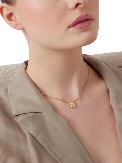 4G LIGHT Square zircon pendant necklace yellow gold - Necklaces