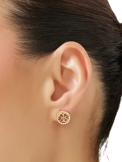 4 LOVE Round earrings with 4G logo and rhinestones yellow gold - Earrings