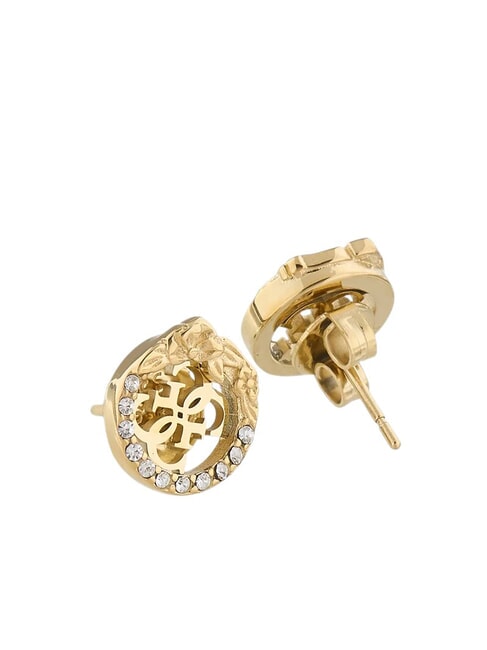 4 LOVE Round earrings with 4G logo and rhinestones yellow gold - Earrings